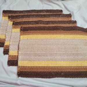 Set 4 Vintage Mid Century Modern 50s 60s 70s Wool Woven Place Mats Retro Brown